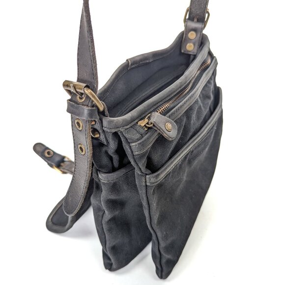 GHURKA Black Denim and Leather Rugged Messenger Crossbody - Picture 8 of 15